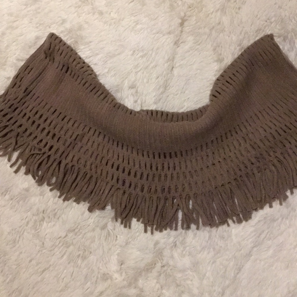 Mocha Chenille Tassel Infinity Scarf